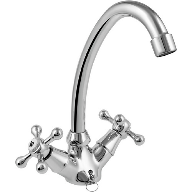 WELLWATER Zweigriffarmatur, verchromt, mit schwenkbarem Rohrauslauf - silberfarben
