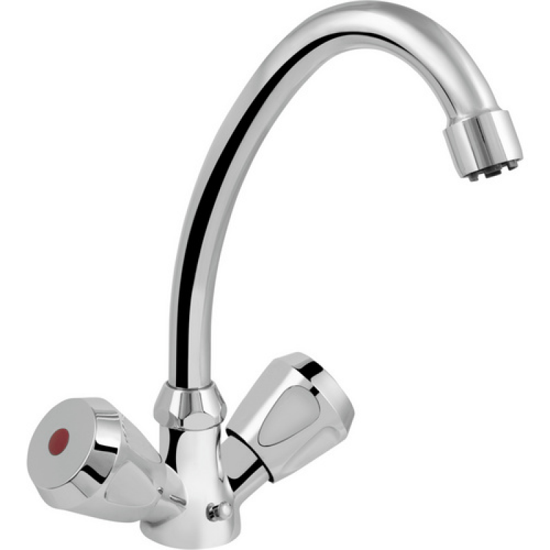 WELLWATER Zweigriffarmatur, verchromt, mit schwenkbarem Rohrauslauf - silberfarben