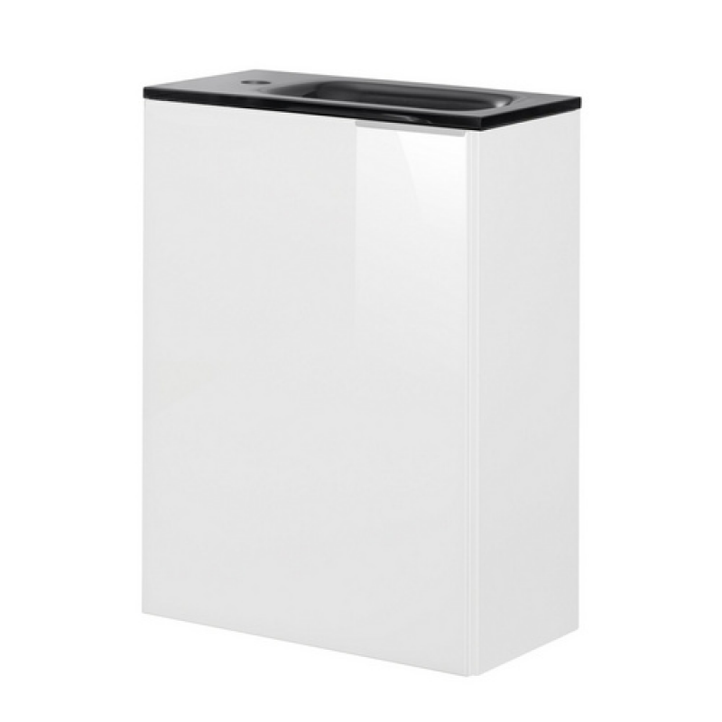 FACKELMANN Waschplatz-Set »SBC Gäste Bad«, 45cm links Weiß/Weiß Glas - weiss – Bild 1 von 3