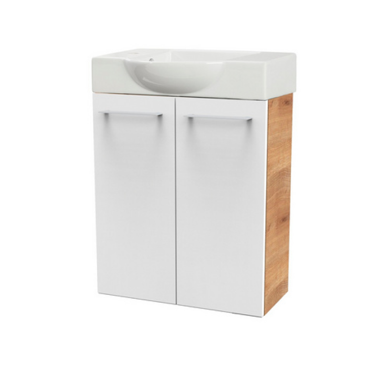 FACKELMANN Waschplatz-Set »SBC Gäste Bad«, 55cm links Asteiche/Weiß - weiss – Bild 1 von 3