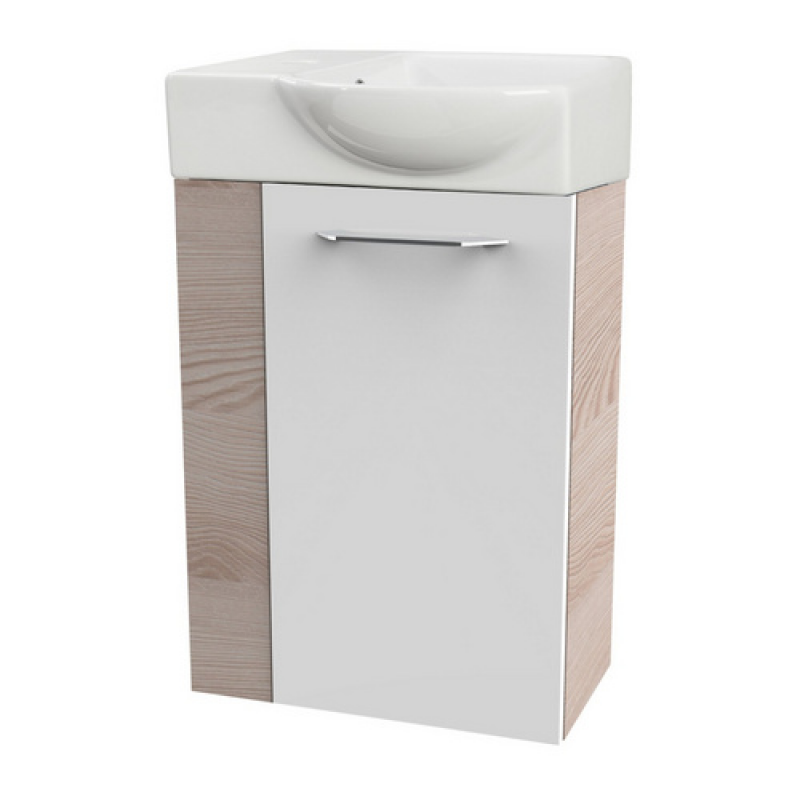 FACKELMANN Waschplatz-Set »SBC Gäste Bad«, 45cm rechts Alaska Esche/Weiß - weiss – Bild 1 von 3