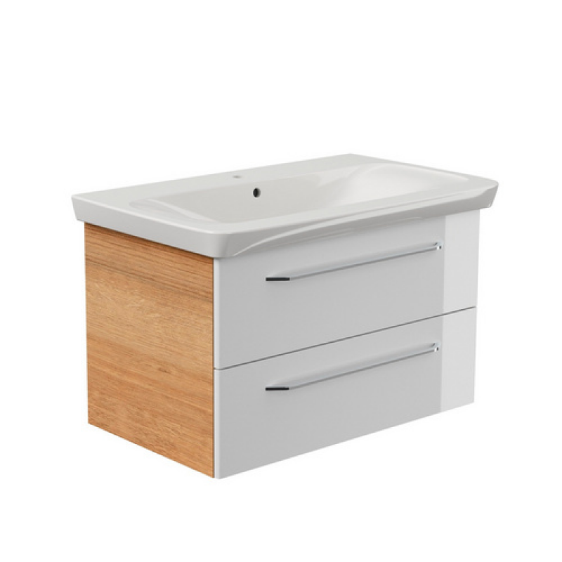 FACKELMANN Waschplatz-Set »MILANO«, 90cm Asteiche/Weiß - braun – Bild 1 von 2