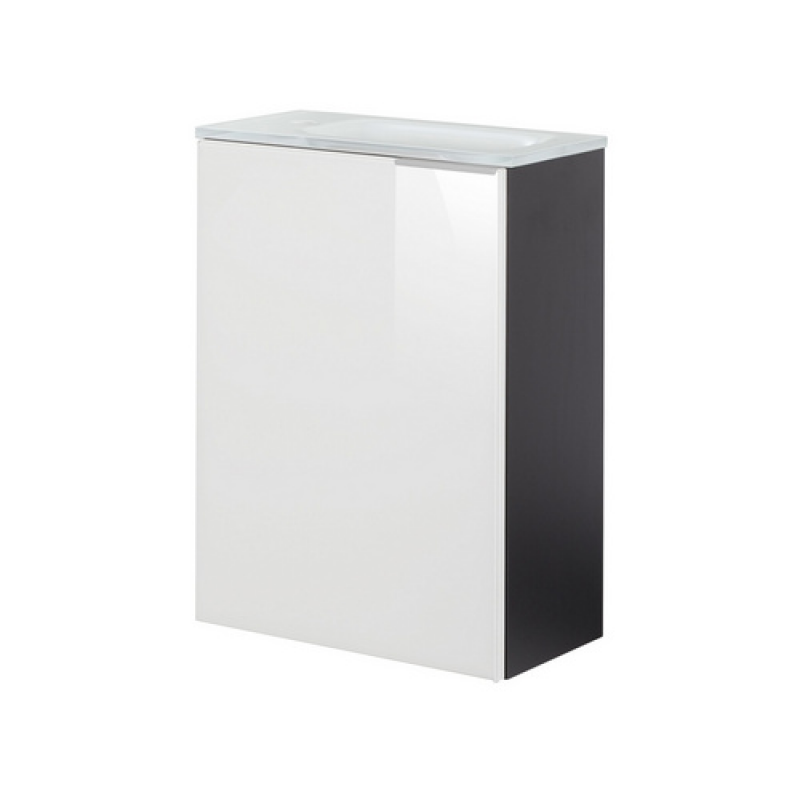 FACKELMANN Waschplatz-Set »SBC Gäste Bad«, 45cm links Anthrazit/Weiß Glas - weiss – Bild 1 von 5