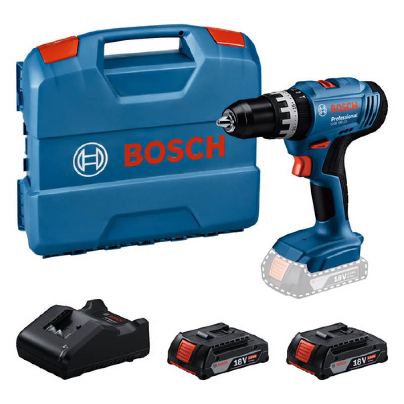 BOSCH PROFESSIONAL Akku-Bohrschrauber-Set »GSB 18V-25 Professional«, 18 V, inkl. 2 x 2.0 Ah Akkus, Ladegerät - blau – Bild 1 von 4
