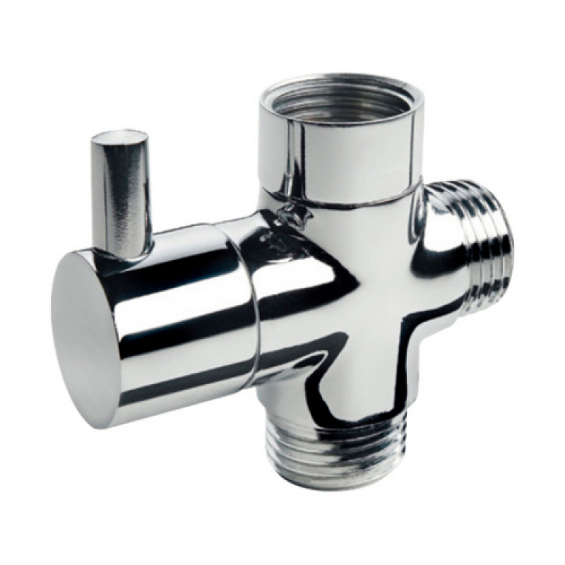 WELLWATER Brause-Umsteller, zum Anschließen von 2 Schläuchen, 1/2", 3-Wege - silberfarben