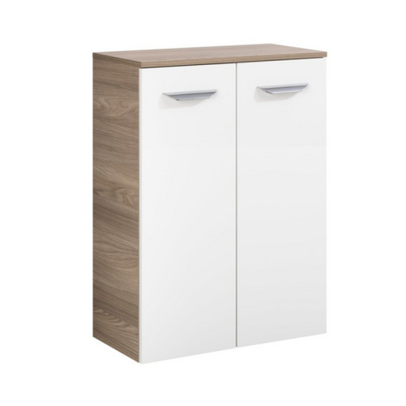 FACKELMANN Doppel-Midischrank »Luxor«, 2 Türen, inkl. Wäschekorb, Steinesche/Weiss, 602 x 826 x 320 mm – Bild 1 von 5