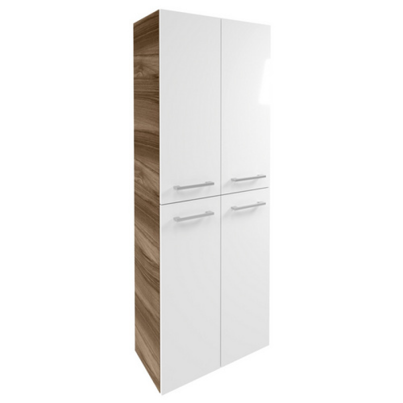 FACKELMANN Doppel-Hochschrank »Verona«, 2 Türen, inkl. Wäschekorb, Nussbaum/Weiss, 600 x 1620 x 320 mm – Bild 1 von 5