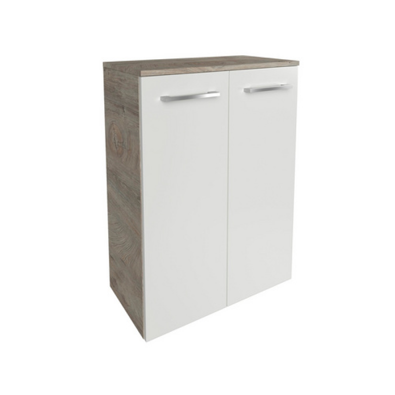 FACKELMANN Doppel-Midischrank »B.Style«, 2 Türen, inkl. Wäschekorb, Nature-Oak/Weiss, 602 x 826 x 320 mm – Bild 1 von 5