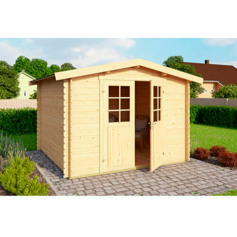 Mr. GARDENER Gartenhaus »Australien«, Holz, BxHxT: 333 x 222 x 280 cm (Außenmaße inkl. Dachüberstand), Wandstärke 28mm - beige – Bild 1 von 5