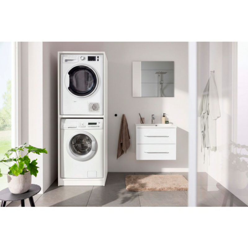 FACKELMANN Waschmaschinenschrank, Stauraum Trockner/Waschmaschinen-Aufsatz Weiß 650x900x651 mm - weiss – Bild 1 von 5