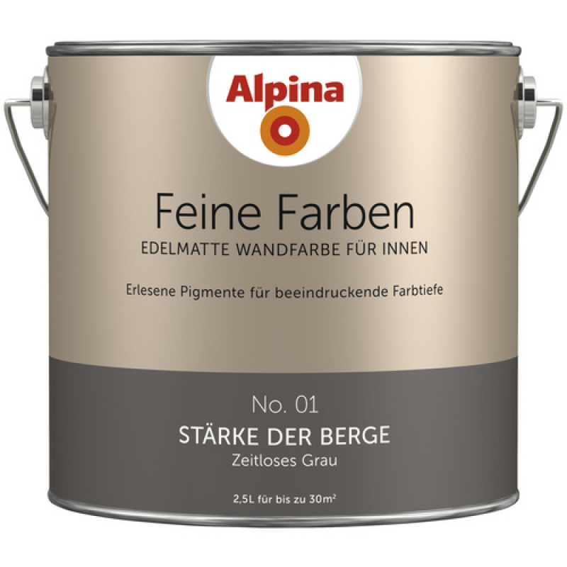 ALPINA FARBEN Wandfarbe »Feine Farben«, edelmatt, 2,5 l für ca. 20-30m² - grau – Bild 1 von 4