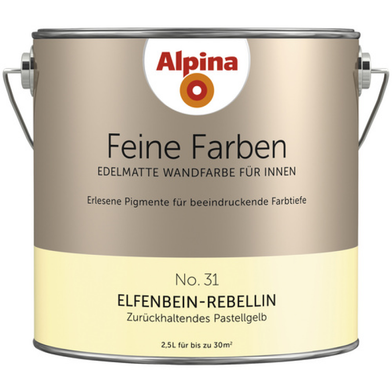 ALPINA FARBEN Wandfarbe »Feine Farben«, edelmatt, 2,5 l für ca. 20-30m² - gelb – Bild 1 von 3