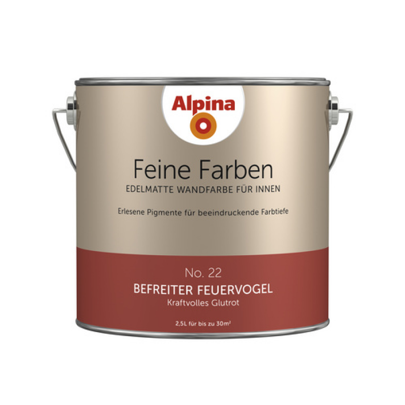 ALPINA FARBEN Wandfarbe »Feine Farben«, edelmatt, 2,5 l für ca. 20-30m² - rot – Bild 1 von 3
