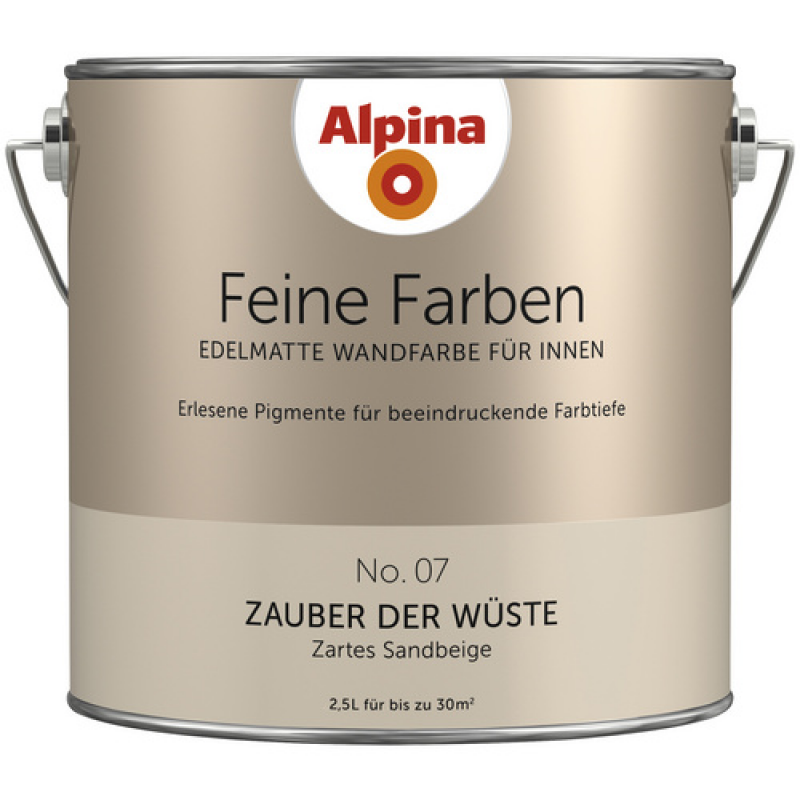 ALPINA FARBEN Wandfarbe »Feine Farben«, edelmatt, 2,5 l für ca. 20-30m² - beige – Bild 1 von 3