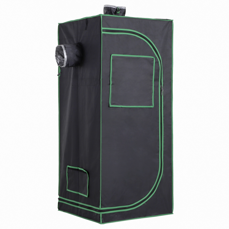 Outsunny Growbox Growzelt Growschrank Gewächshaus Zuchtschrank Pflanz 600D Oxford Tuch Stahl Schwarz+Grün 60 x 60 x 140 cm Aosom – Bild 1 von 2