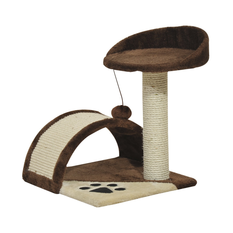 PawHut Katzenbaum Katzen Spielbaum mit braunem Plüsch 36 cm x 36 cm x 44 cm Aosom – Bild 1 von 2