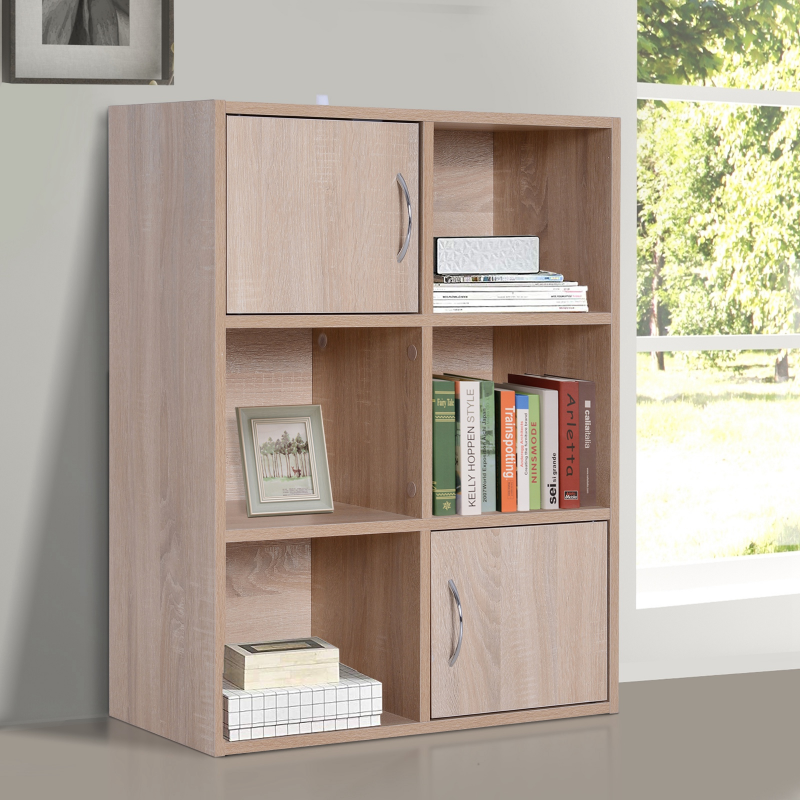 HOMCOM® 6 Fächer Bücherregal Standregal Raumteiler Holz Natur Aosom – Bild 1 von 2