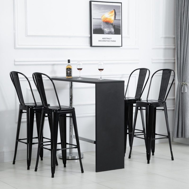 HOMCOM® Stapelbar Barhocker Bistrohocker mit Fußstütze Stapelbar Metall Schwarz 44 x 53 x 116 cm Aosom – Bild 1 von 2