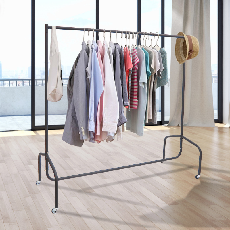 HOMCOM Metall Kleiderständer Kleiderwagen Rollgarderobe Garderobenständer 180x60x150 cm Aosom – Bild 1 von 2