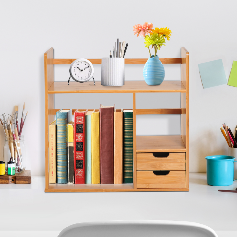 HOMCOM® Tisch Bambus Bücherregal Student Lagerregal Aosom – Bild 1 von 2