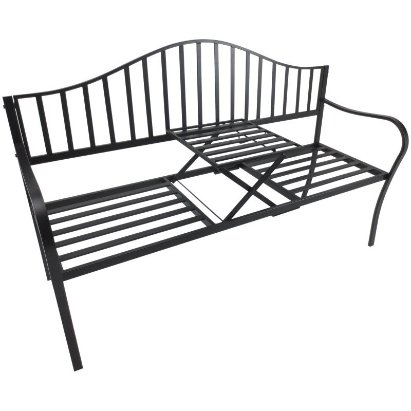 Outsunny® Gartenbank 2 Sitzer Sitzbank Parkbank mit Klappbeistelltisch Aosom – Bild 1 von 2