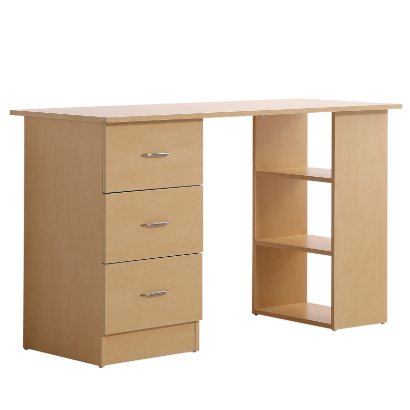 HOMCOM® Schreibtisch Computertisch mit Schubladen Natur Aosom – Bild 1 von 2