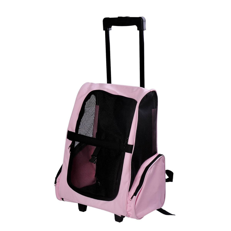 PawHut Hunde Trolley Tragetasche Transporttasche Rucksack Hunde Box Hunde Trolley pink Aosom – Bild 1 von 2