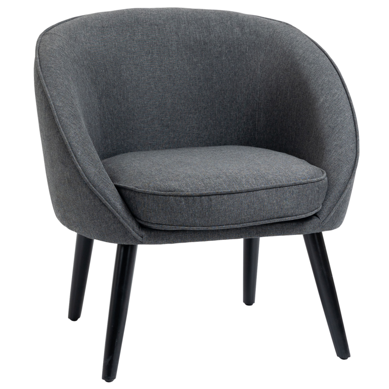 HOMCOM Loungesessel Cocktailsessel Polsterstuhl Bürostuhl Wohnzimmerstuhl Esszimmermodern mit Leinen-Optik Holz Grau 71 x 65 x 75 cm Aosom – Bild 1 von 2