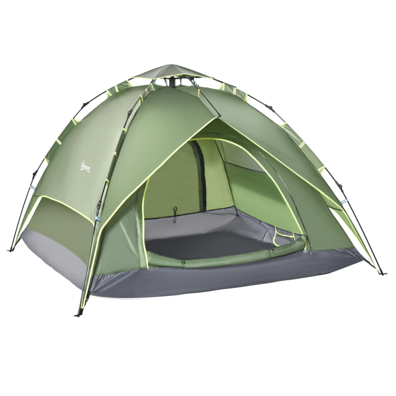 Outsunny Campingzelt Doppelzelt für 2 Erwachsene + 1 Kind, wasserdicht, 4 Jahreszeiten, 210x210x140cm, ideal für Outdoor-Abenteuer Aosom.de – Bild 1 von 2