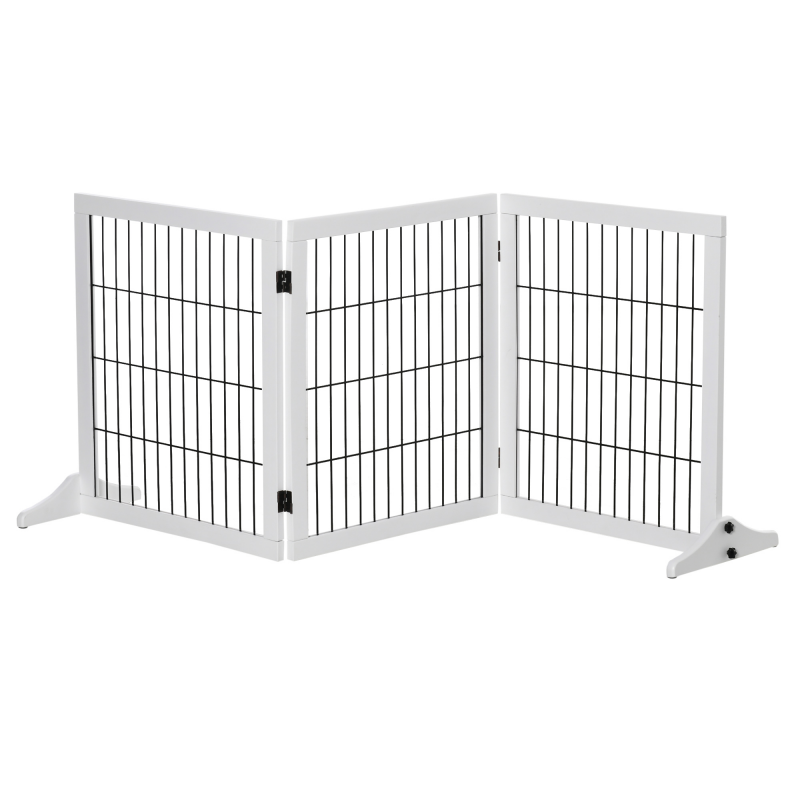 PawHut Absperrgitter für Hunde Schutzgitter Treppengitter 185 x 36 x 71 cm aus Kiefernholz in Weiß, ideal für Türschutz & Hundesicherheit Aosom.de – Bild 1 von 2