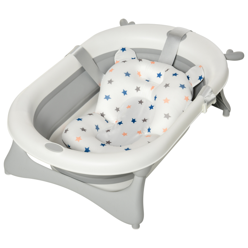 HOMCOM Babybadewanne faltbare Babywanne zusammenklappbar mit Badematte geeignetes Alter: 0-3 Jahre PP-Kunststoff TPE Grün+Weiß 81,5 x 50,5 x 23,5 cm Aosom – Bild 1 von 2