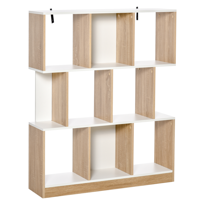 HOMCOM Bücherregal Standregal Büroregal Aktenregal für Büro Wohnzimmer Arbeitszimmer Spanplatte Natur+Weiß 100 x 24 x 124 cm Aosom – Bild 1 von 2