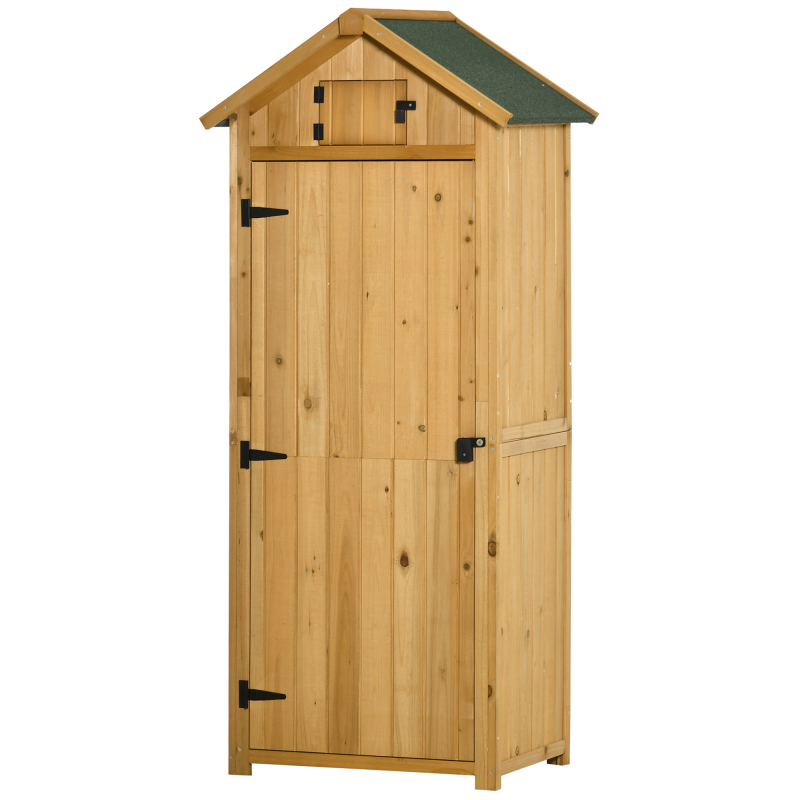 Outsunny Gartenschrank Gartenhaus Gerätehaus Geräteschuppen mit Fachböden Asphaltdach Fenster Holz Gelb+Grün 77 x 54,2 x 179 cm Aosom – Bild 1 von 2
