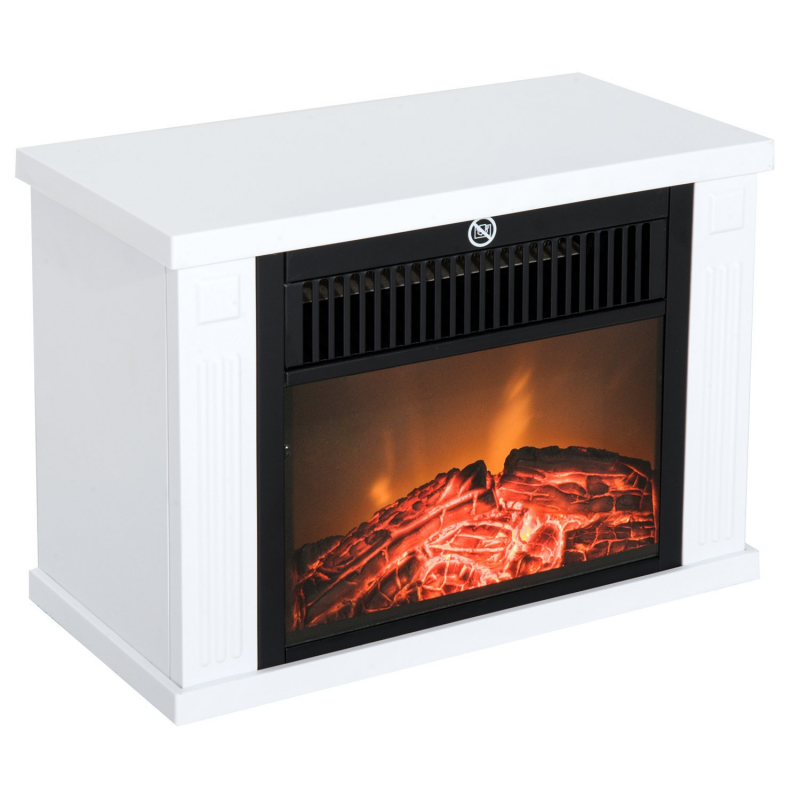 HOMCOM Elektrokamin 1200W Standkamin mit Flammeneffekt in Weiß, elektrischer Kamin für gemütliche Atmosphäre Aosom.de – Bild 1 von 2