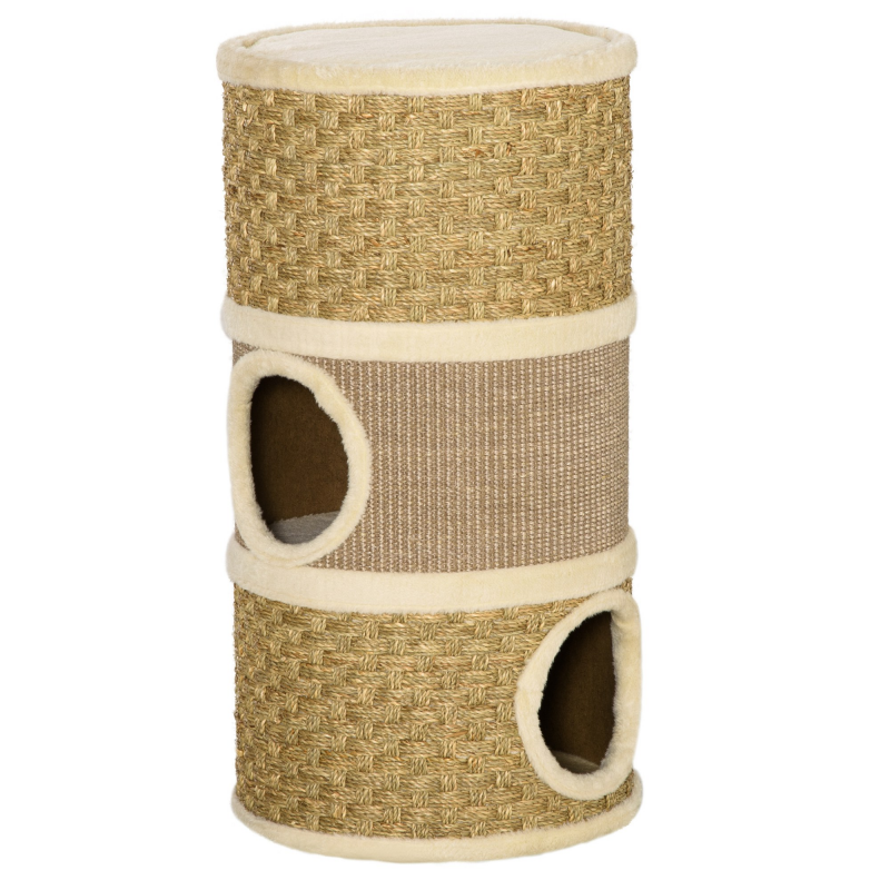 PawHut Katzenkratzbaum Kratztonne 3 Ebenen mit Sisal und Plüsch 37,5x37,5x70cm ideal für Katzenliebhaber Aosom.de – Bild 1 von 2