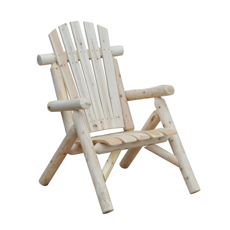 Outsunny Adirondack Gartenstuhl Gartensessel Holzstuhl Hochlehner mit Armlehne Tannenholz Natur 83 x 68 x 101 cm Aosom – Bild 1 von 2