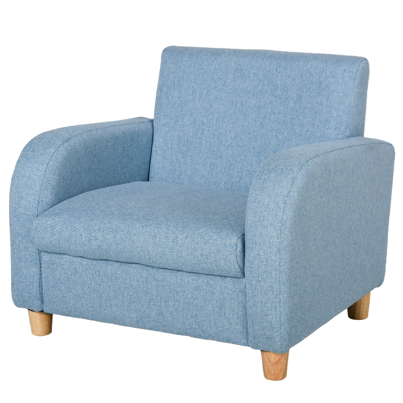 HOMCOM Kindersessel Kindersofa mit dickem Schaumstoff & Sitzkissen, Anti-Rutsch-Füße, Blau, 49x45x44,5cm für Kinderzimmer Aosom.de – Bild 1 von 2