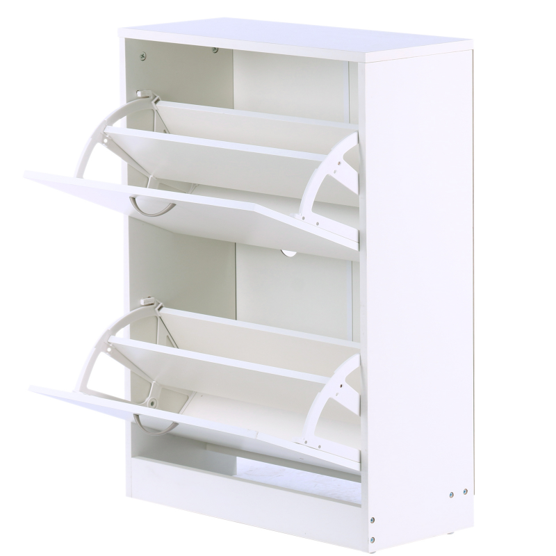 HOMCOM Schuhkipper Schuhschrank Schuhständer Schuhregal mit 2 Klappen 10–12 Paar Spannplatte Weiß 60 x 24 x 80 cm Aosom – Bild 1 von 2