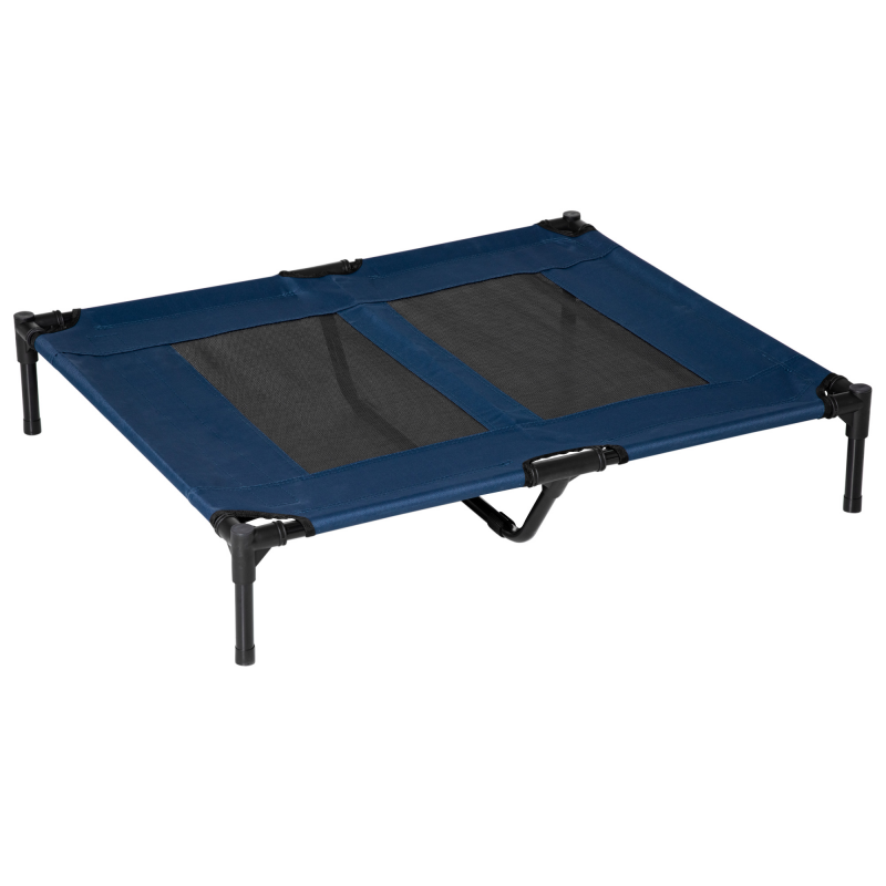 PawHut Hundebett Hundeliege Outdoor Katzenbett 91,5x76,2x18cm aus Metall & 600D Oxford-Gewebe in Blau für komfortablen Schlafplatz Aosom.de – Bild 1 von 2