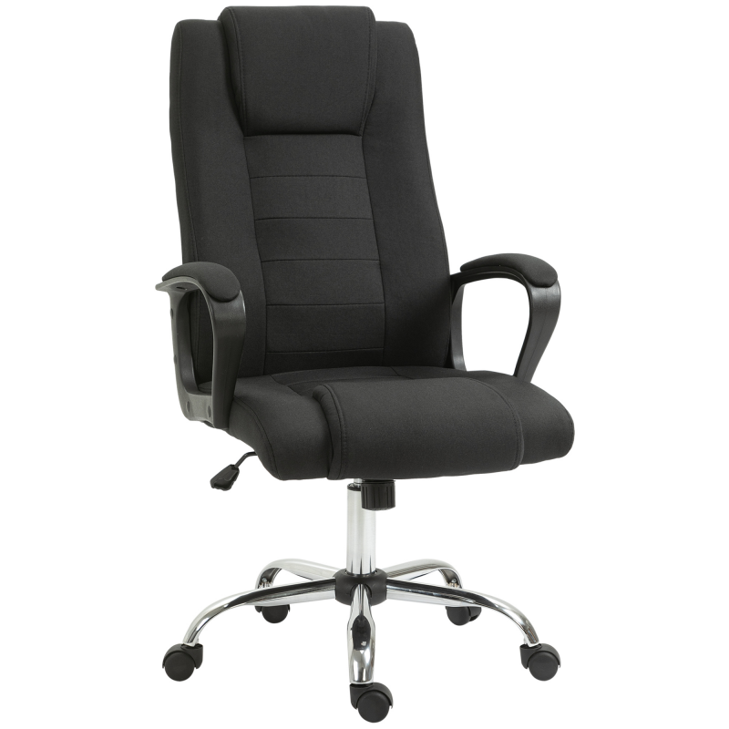 Vinsetto Schreibtischstuhl höhenverstellbar, ergonomischer Bürostuhl, Computerstuhl mit Wippenfunktion, Schwarz, 62 x 62 x 110-119 cm Aosom – Bild 1 von 2