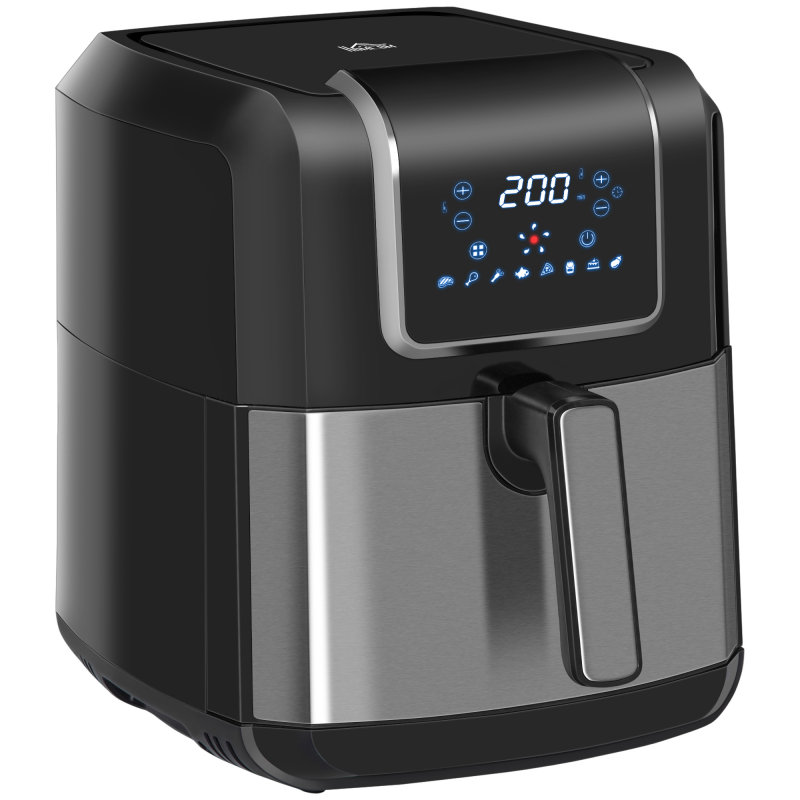 HOMCOM Heißluftfritteuse 6,5 L 1700W, mit 8 Menüs, LED-Display, Antihaftbeschichteter Korb für gesundes ölfreies Kochen, 36,5 x 29 x 33,8 cm Aosom – Bild 1 von 2
