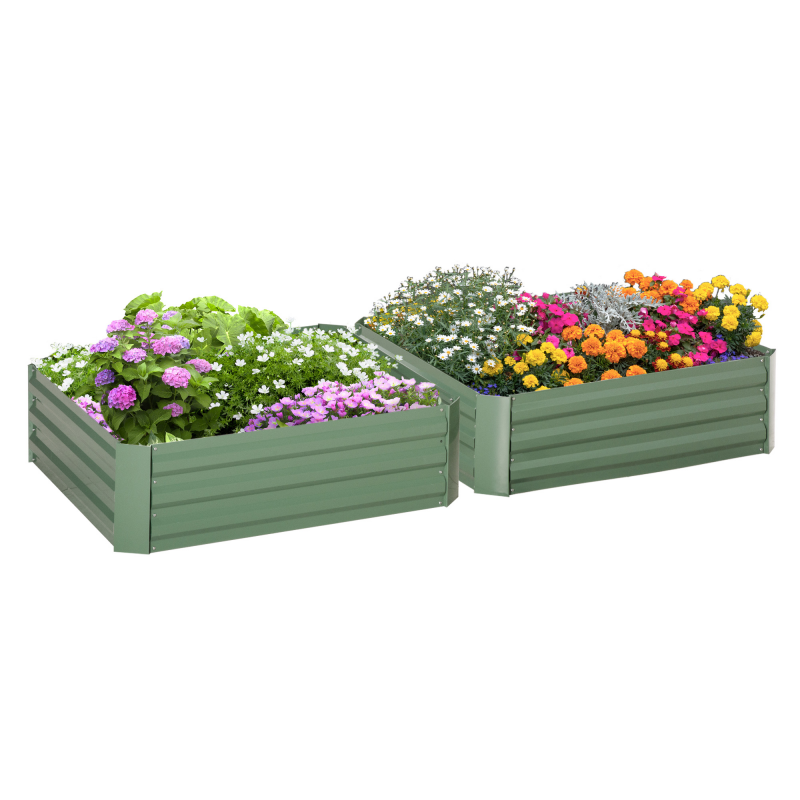 HOMCOM Gartenbeet Pflanzkasten 100x100x30cm aus verzinktem Stahl in Grün für Gemüse & Blumen Aosom.de – Bild 1 von 2