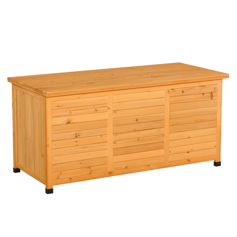 Outsunny Gartenschrank Gerätehaus Gerätescharank wasserbeständig Tannenholz dauerhaft große Raum 127 x 56 x 60 cm Gelb Aosom – Bild 1 von 2
