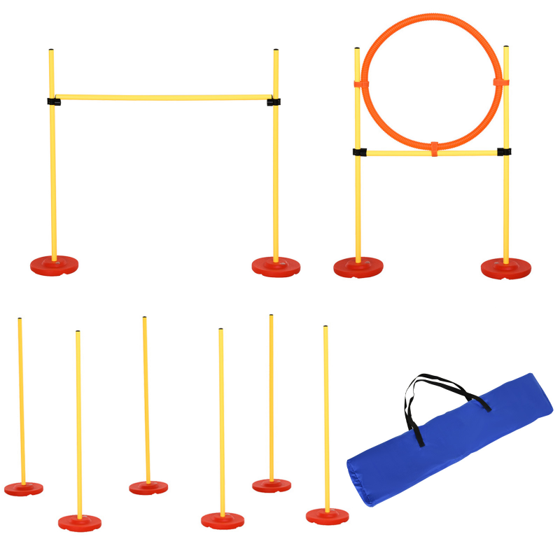 PawHut Hunde Agility Set 3-in-1 Hürden für Haustiere, inklusive Tragetasche, leicht transportierbar, Gelb für Training & Spaß Aosom.de – Bild 1 von 2