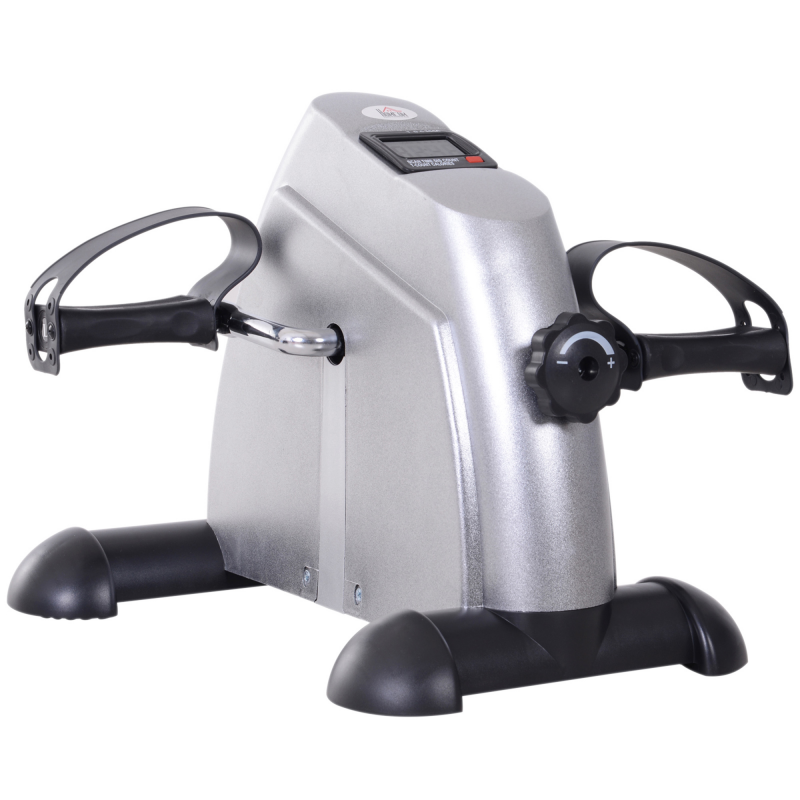 HOMCOM Heimtrainer Mini Bike Pedaltrainer Trainingsrad Fahrradgerät mit LCD-Display Gusseisen Silber 35 x 40 x 31 cm Aosom – Bild 1 von 2
