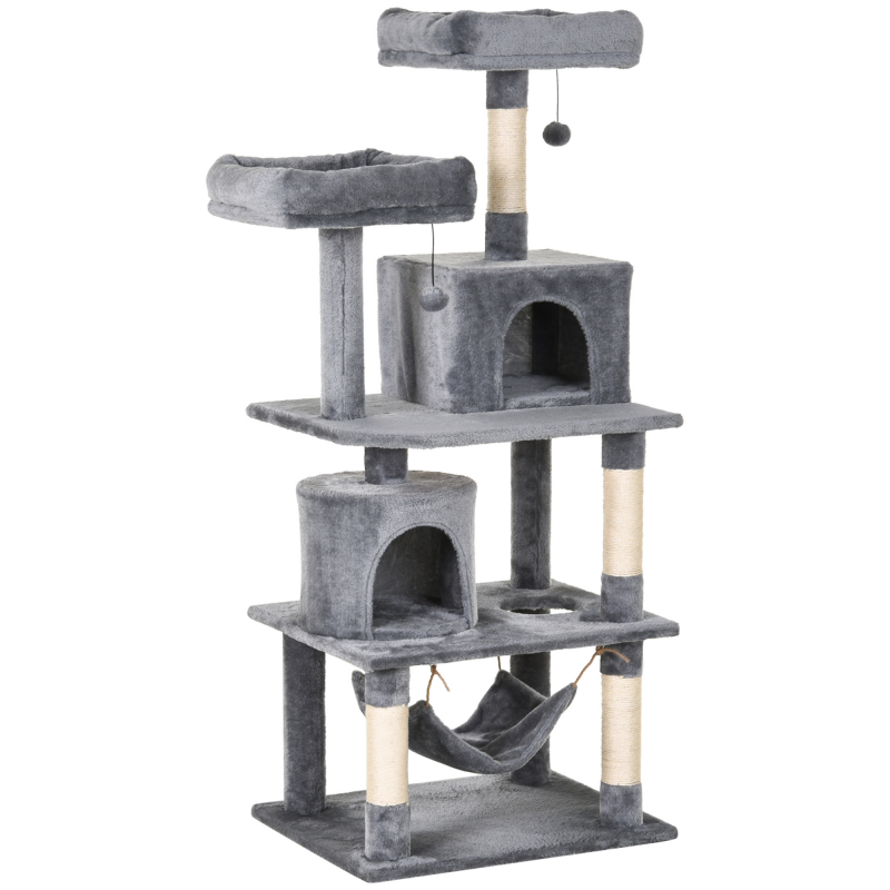 PawHut Kratzbaum Kletterbaum mit Katzenhöhle und Sisalstämmen 60x50x145cm für aktive Katzen Aosom.de – Bild 1 von 2