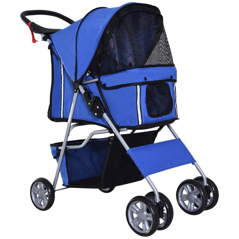 PawHut Hundewagen Hundebuggy Pet Stroller Jogger Anhänger für Hunde Blau, faltbar & leicht, ideal für Ausflüge Aosom.de – Bild 1 von 2