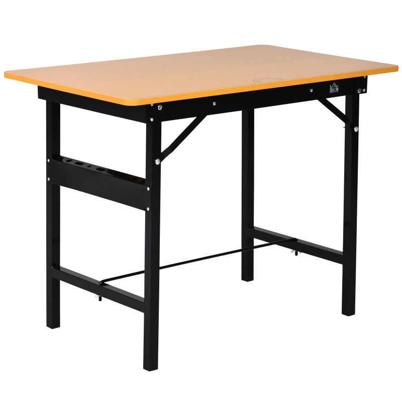 HOMCOM Werkbank Werktisch Arbeitstisch Klapptisch Arbeitsplatte zusammenklappbar Stahl, MDF Gelb+Schwarz 100 x 60 x 75,5 cm Aosom – Bild 1 von 2