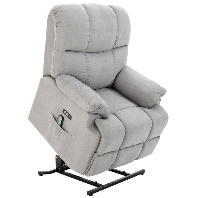 HOMCOM Massagesessel mit Aufstehhilfe Relaxsessel Fernsehsessel mit Wärmefunktion verstellbarer Winkel USB Fernbedienung Kurzplüsch Grau 83x95x105 cm Aosom.de – Bild 1 von 2