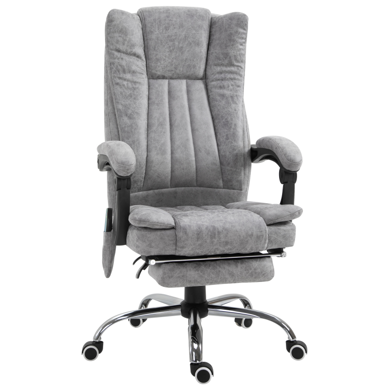 Vinsetto Massage Stuhl Bürostuhl Massagesessel Heizfunktion Liegefunktion Massagefunktion Fußstütze Dicke Polsterung Grau 62 x 67 x 113-120 cm Aosom – Bild 1 von 2